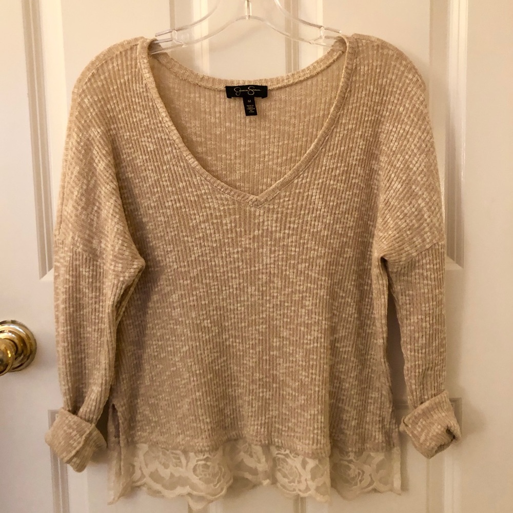 Jessica Simpson Beige Ribbed Sweater